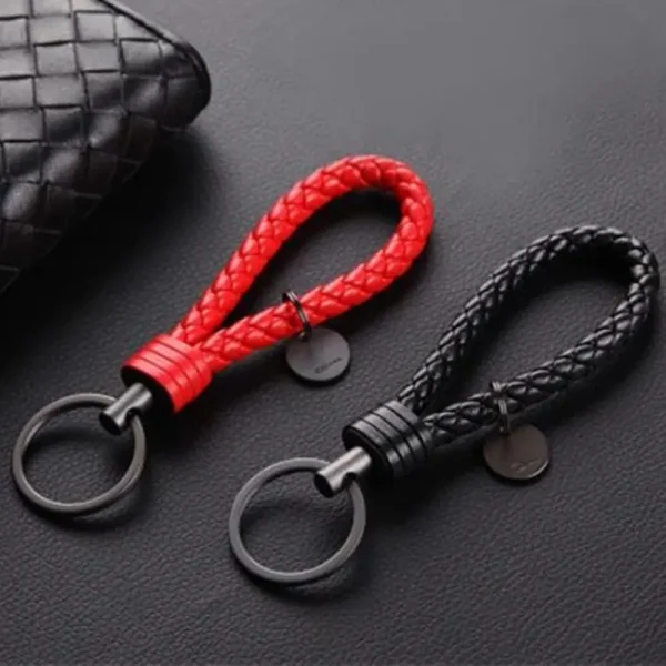 Porte-clés tressé en cuir synthétique