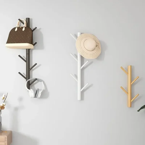 Porte-manteau mural branche en bois massif