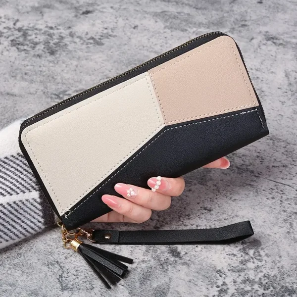 Portefeuille long zippé bicolore