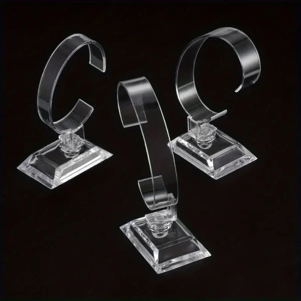 Présentoirs à montre en C transparents, lot de 3