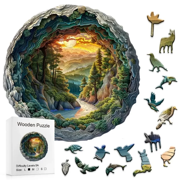 Puzzle en bois forêt et animaux