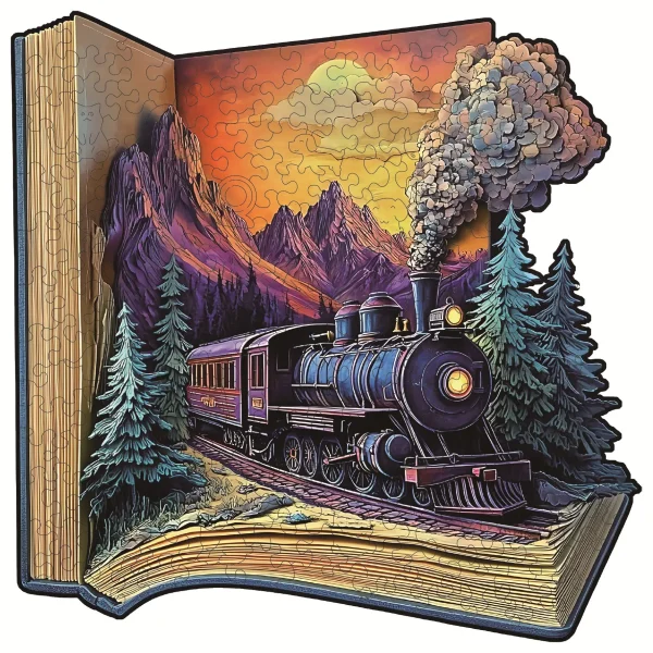 Puzzle en bois livre-train à vapeur