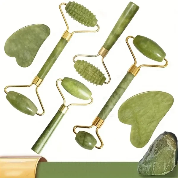 Rouleau de jade et gua sha, set de massage