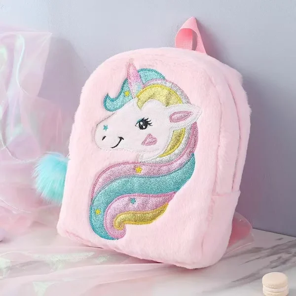 Sac à dos licorne en peluche : détail