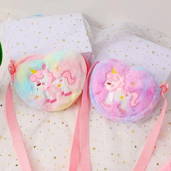 Sac bandoulière cœur licorne en peluche