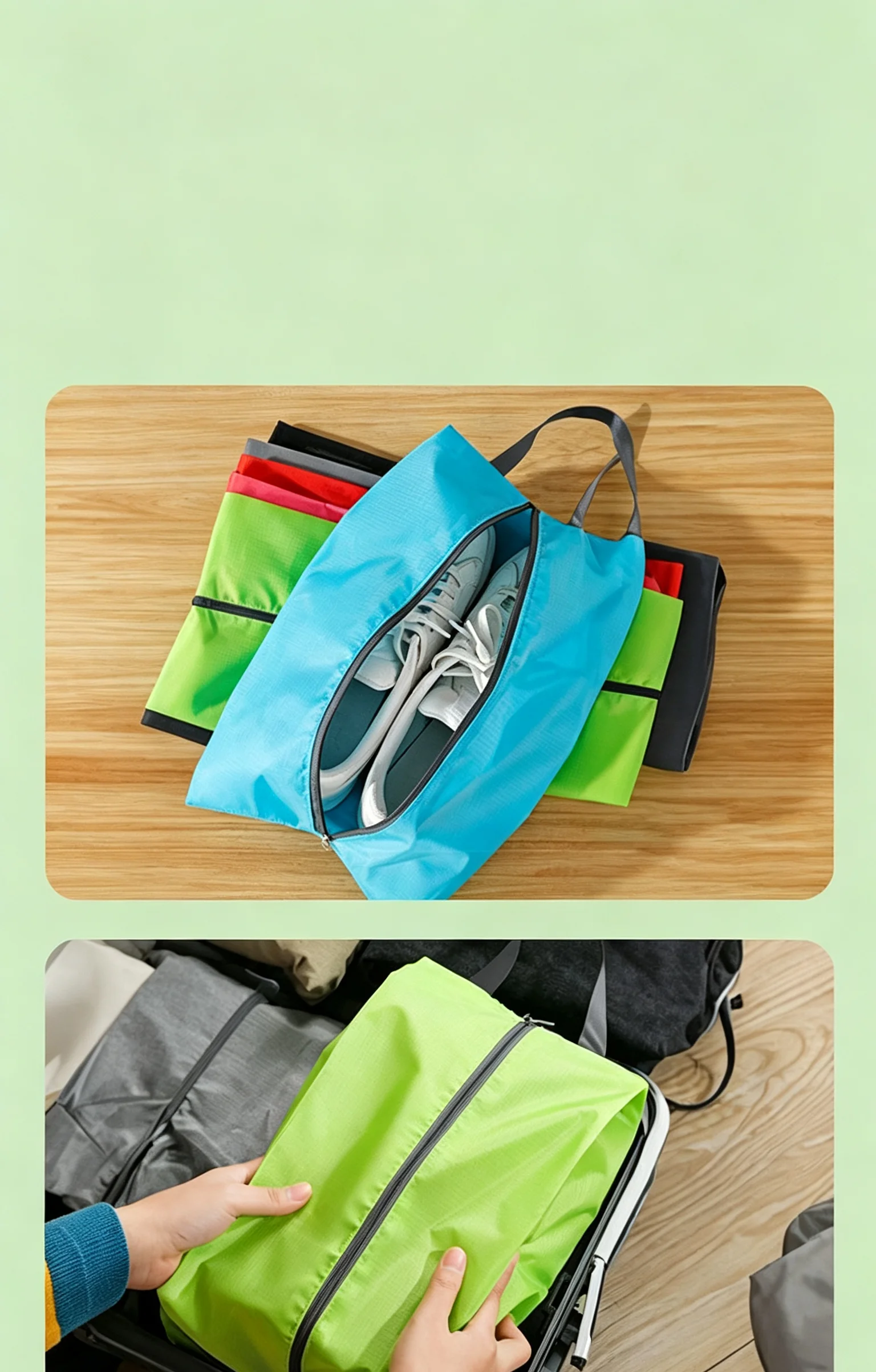 Sacs à chaussures à cordon, lot de 3 : détail