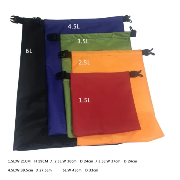 Sacs étanches de randonnée, lot de 5 : détail