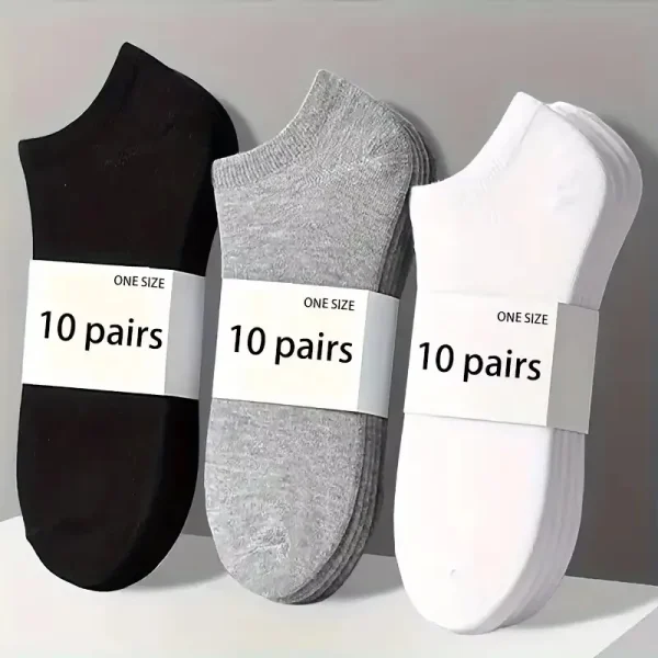 Socquettes unies en coton, lot de 5 ou 10