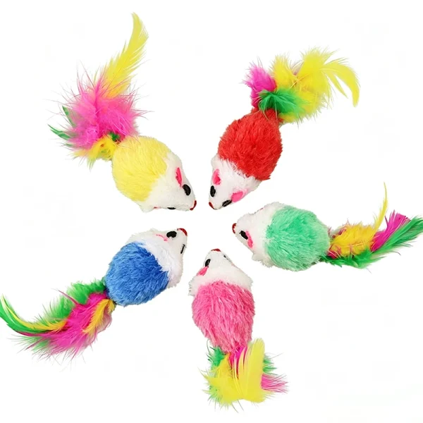 Souris en peluche à plumes pour chat