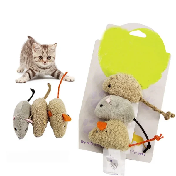 Souris en peluche réalistes, lot de 3