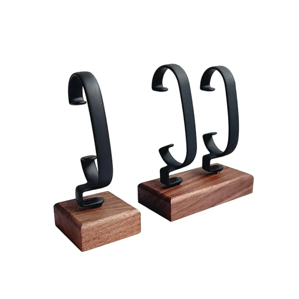 Support de montre en bois de noyer et métal