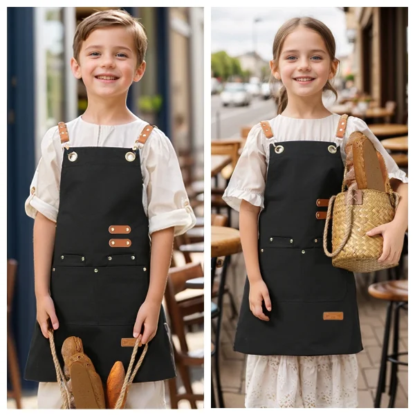 Tablier enfant multi-poches en toile