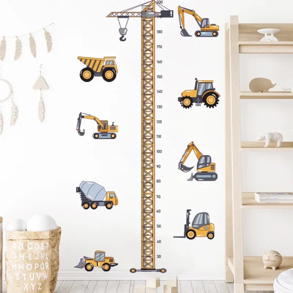 Toise murale grue et engins de chantier : détail